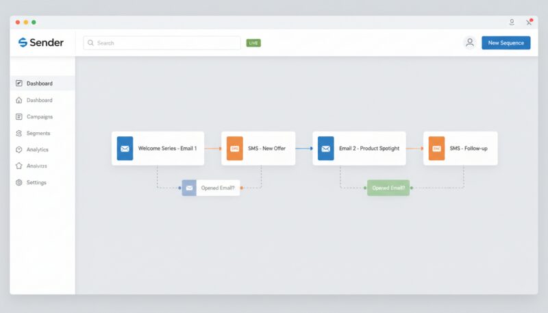 Sender email SMS marketing automatizacija Sender email SMS marketing automatizacija